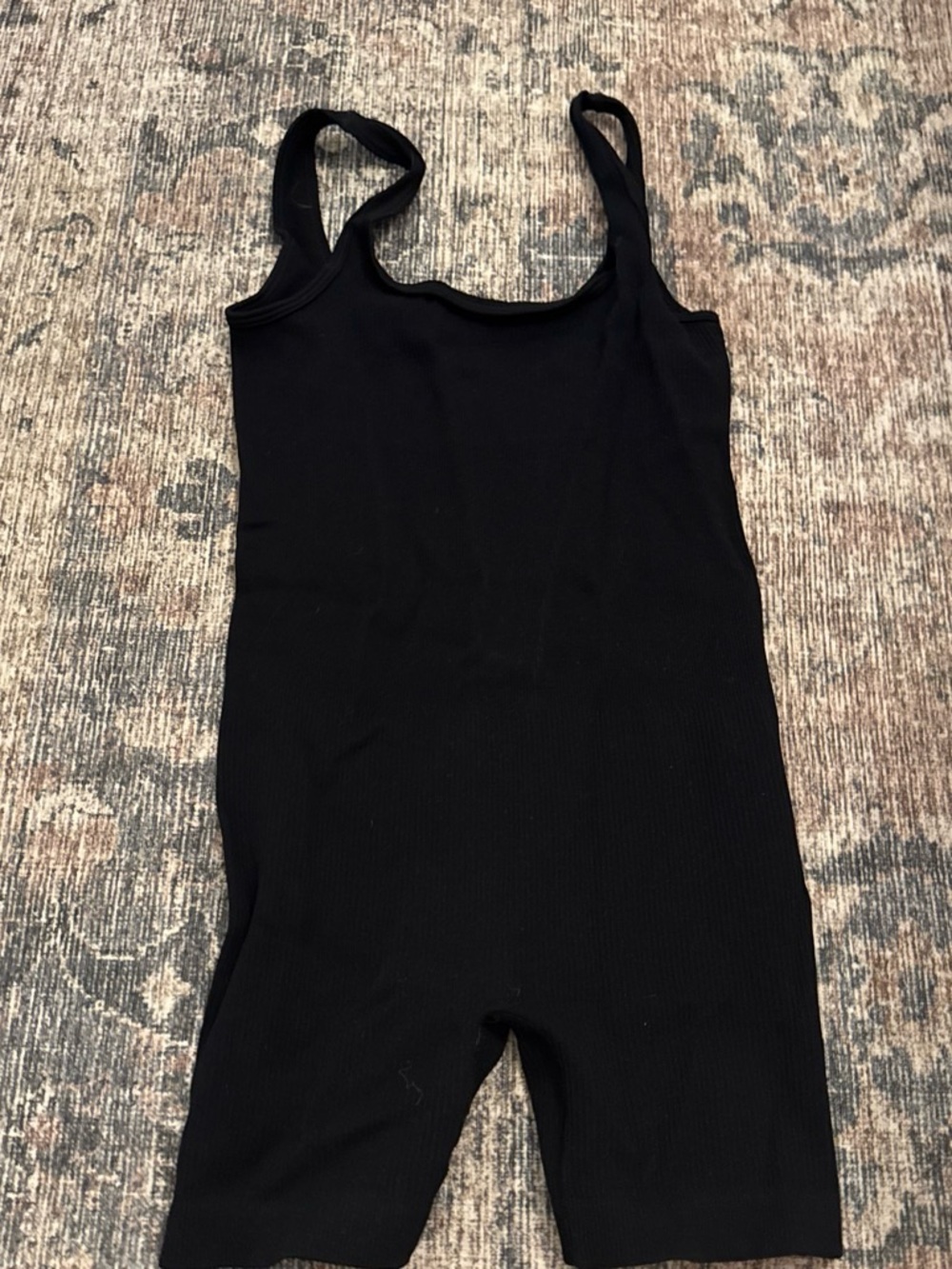 Black Ribbed Sleeveless Romper